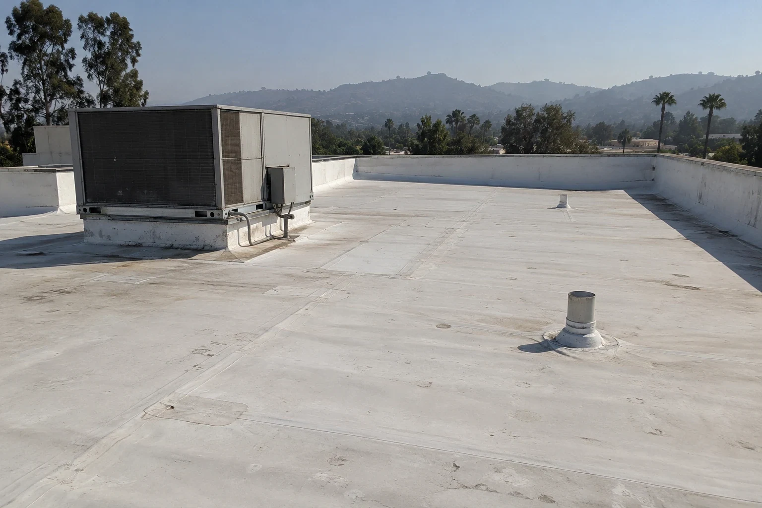 White TPO roof on a commercial building
